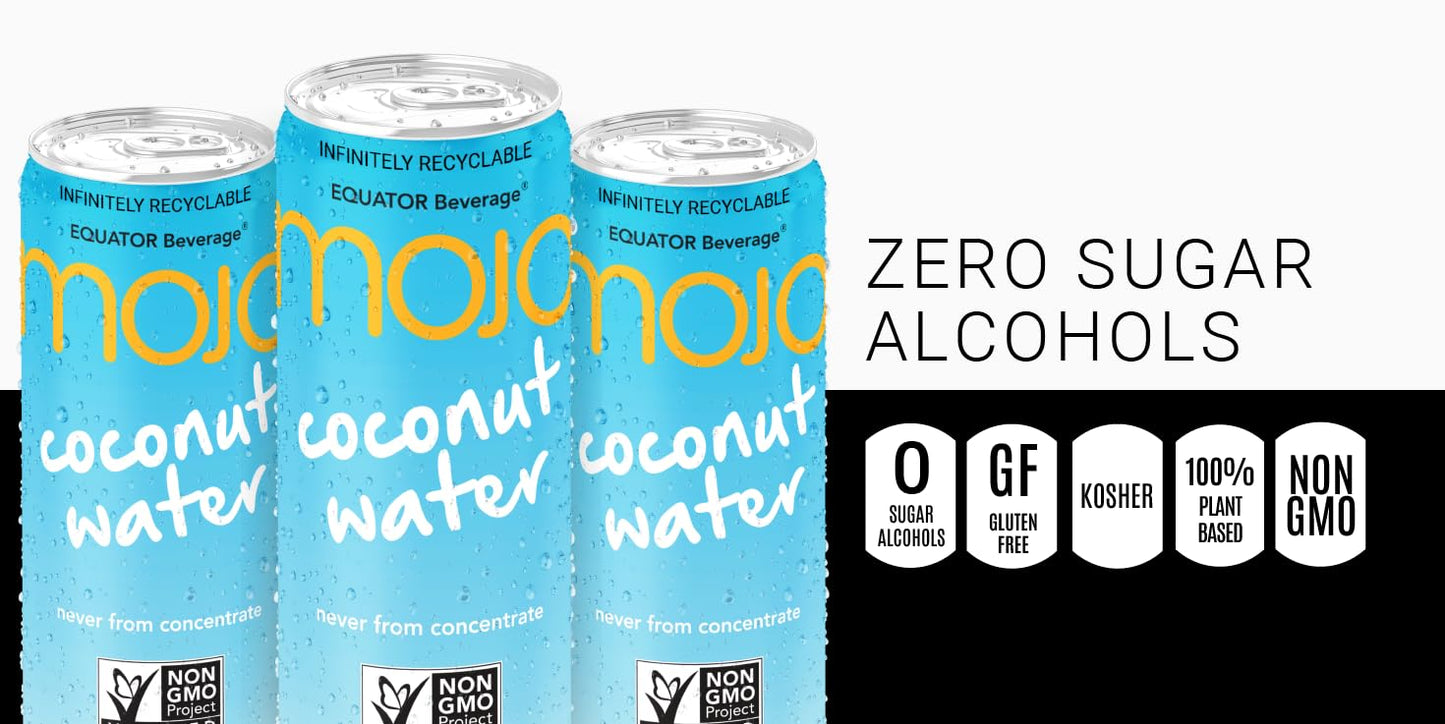 MOJO Coconut Water | Hydration Drink & Sports Drink | Electrolytes Beverage 1043 mg | Vitamin B & C | Hydration Drink for Skin &