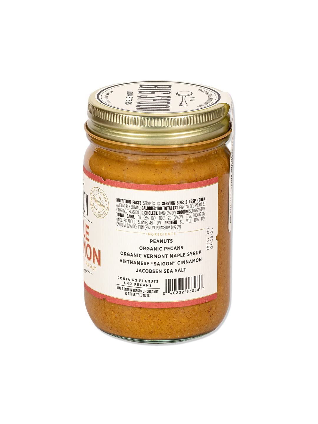 Big Spoon Roasters Maple Cinnamon Peanut & Pecan Butter - Low Sugar Peanut Butter - Creamy Peanut Butter W/Maple Syrup, Organic