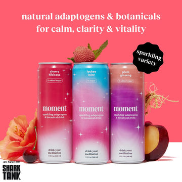 Drink Your Meditation Mocktails - Sparkling Adaptogen Drink with L-Theanine & Ashwagandha, 11.5 Fl Oz, Variety Pack of 12
