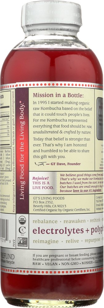 Gt'S Enlightened Kombucha, Hibiscus, 16 Ounce (Pack Of 12)