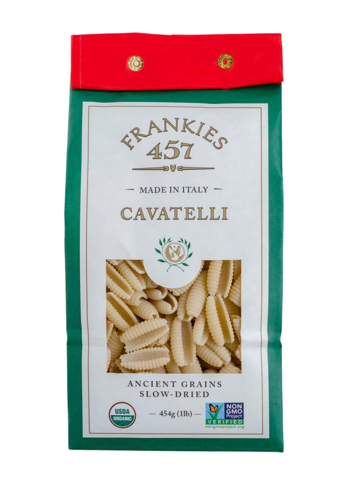 Frankies 457 Artisanal Cavatelli Pasta- USDA Organic Certified - enhanced Italian Handcrafted Pasta -Imported from Italy 16oz (1LB)