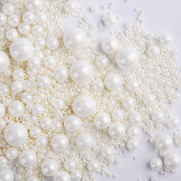 Sentovac Edible White Pearl Sugar Sprinkles For Cake Decorating | Edible Cake Cupcake Topper Decorations | 1 Bottle 4.23Oz/ 120G White Pearl Sprinkles Valentines Supplies