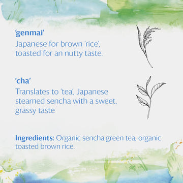 Grace Farms Organic Genmaicha Green Tea (16 Pyramid Sachets) | Japanese Sencha And Toasted Rice | Smooth And Nutty | Organic And