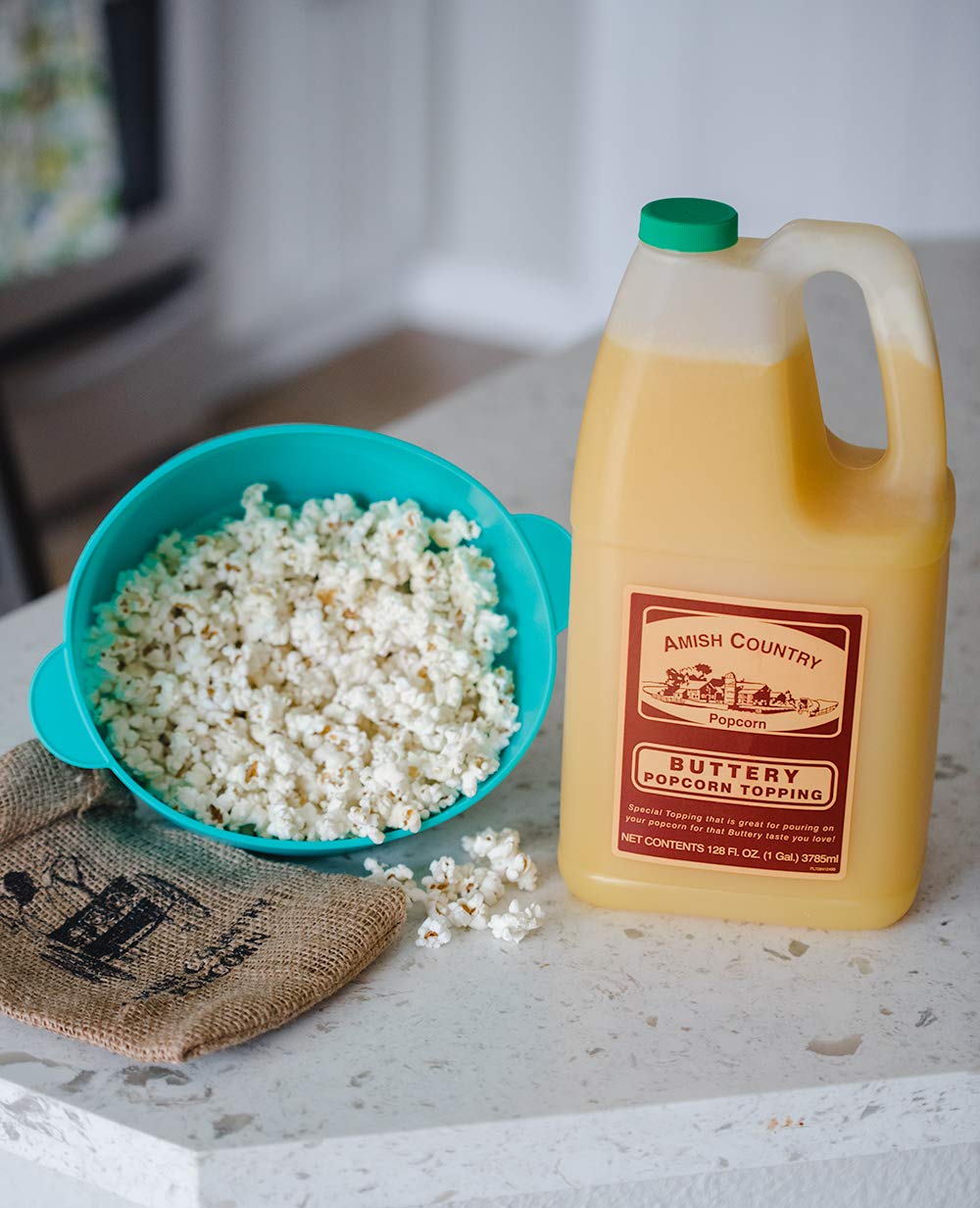 Amish Country Popcorn Buttery Popcorn Topping 1 Gallon, 128 Fl Oz, Perfect for Movie Nights and Snack Time