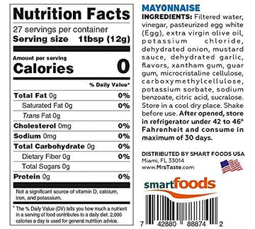 Mrs Taste Multi-Pack Sugar Free Mayo, Zero Calories, Zero Sodium, Zero Sugar, High Fiber, Keto Friendly, Paleo Friendly, Condime