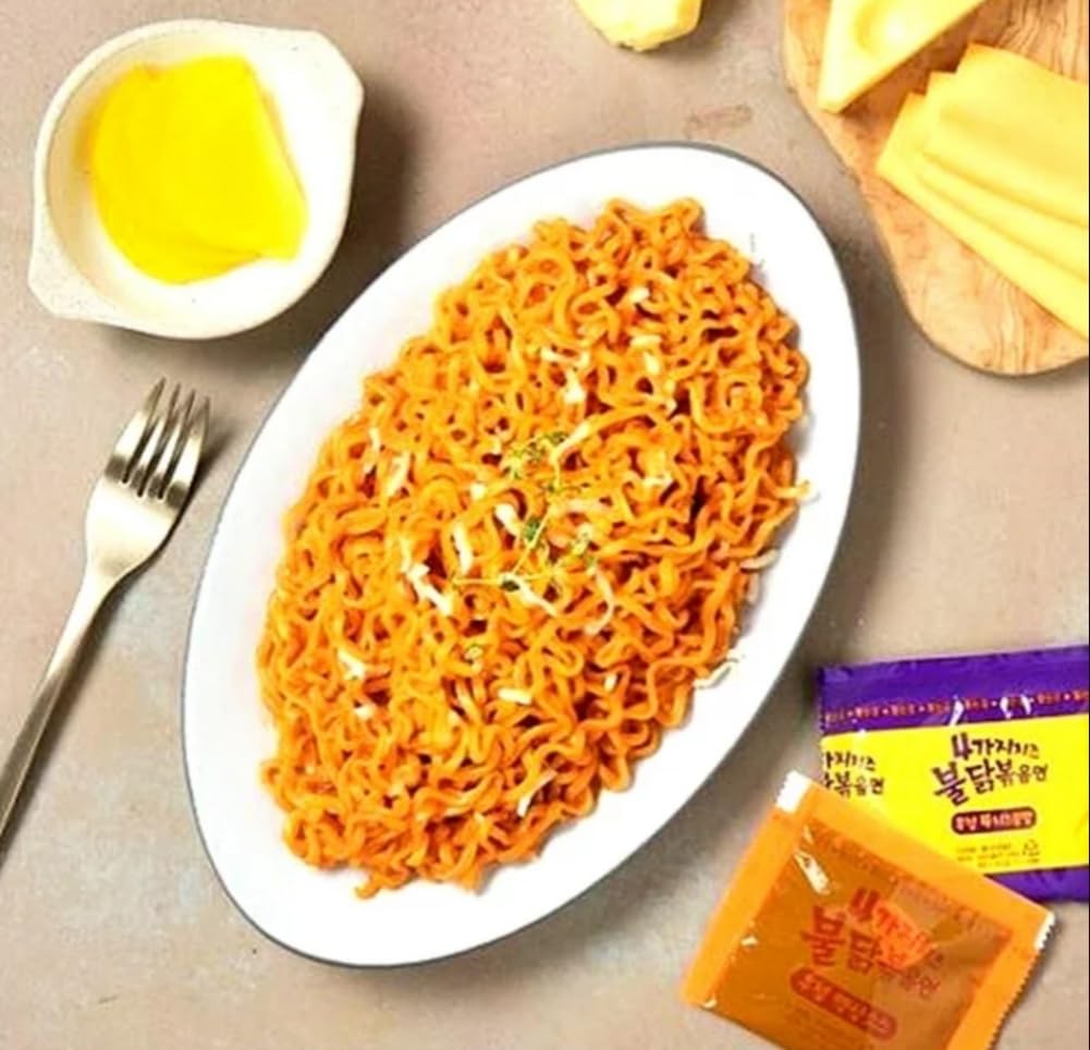 Samyang Buldak Hot Chicken Spicy Ramen Korea Instant Packaged Noodles,4.94 Oz,Cheese,5 Pack