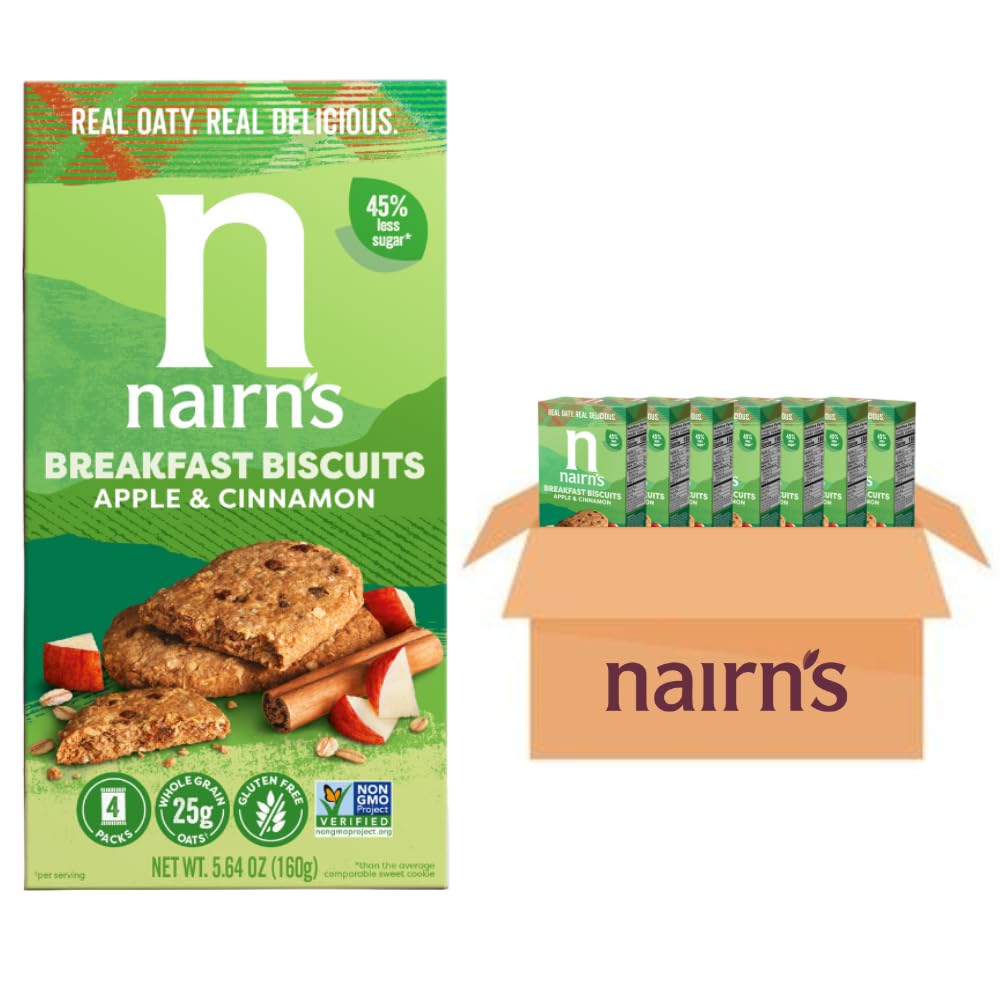 Nairns gluten Free Apple & cinnamon Breakfast Biscuits, 564oz (Pack of 6)