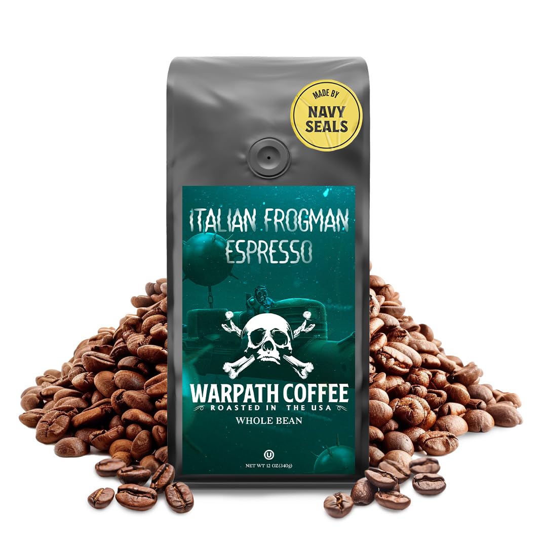 Warpath Coffee Whole Bean Espresso, High Caffeine, 100% Arabica, 12oz
