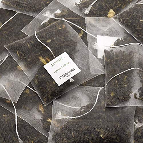 Dammann Freres Premium Gourmet French Jasmine Vert Au Green Tea Bags Sachets, 25 Count