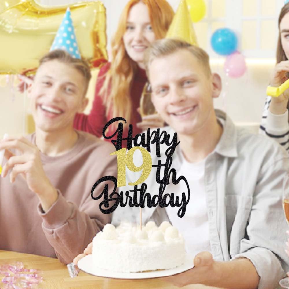 Klionjor 19Th Birthday Cake Topper - Happy Birthday Decoration For 19Th Birthday Party - Gift Plugin (19)