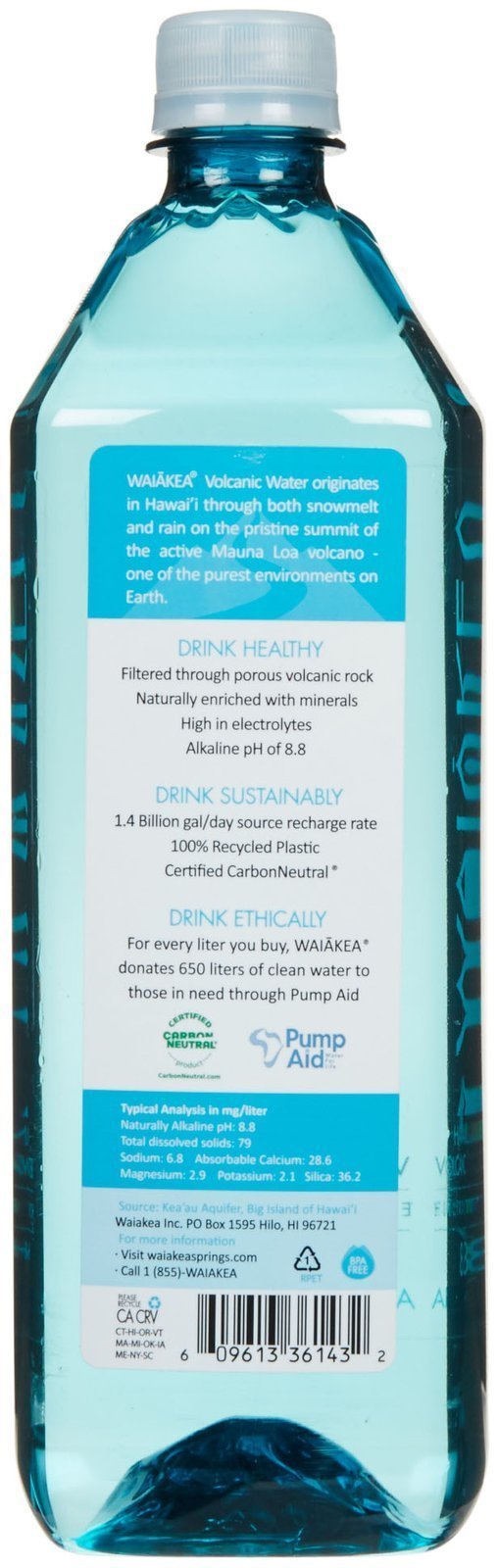 Waiakea Hawaiian Volcanic Water - 33.8 Ounces - 12 ct