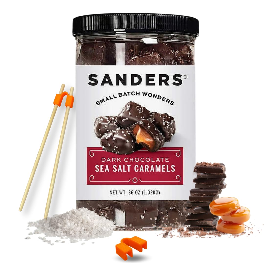 Sanders Dark Chocolate Sea Salt Caramels 36 Oz (Pack Of 1) - Reusable Chopstick Helpers Practice For Kids 18+ Use Trainers (Color May Vary) Made In Usa.