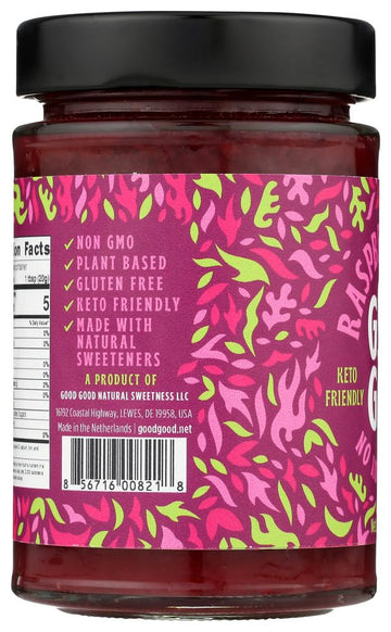Good Good Sweet Raspberry Jam, Real Berries, No Added Sugar, Keto Friendly, Gluten Free, Vegetarian Friendly, 12 Ounce (Pack of