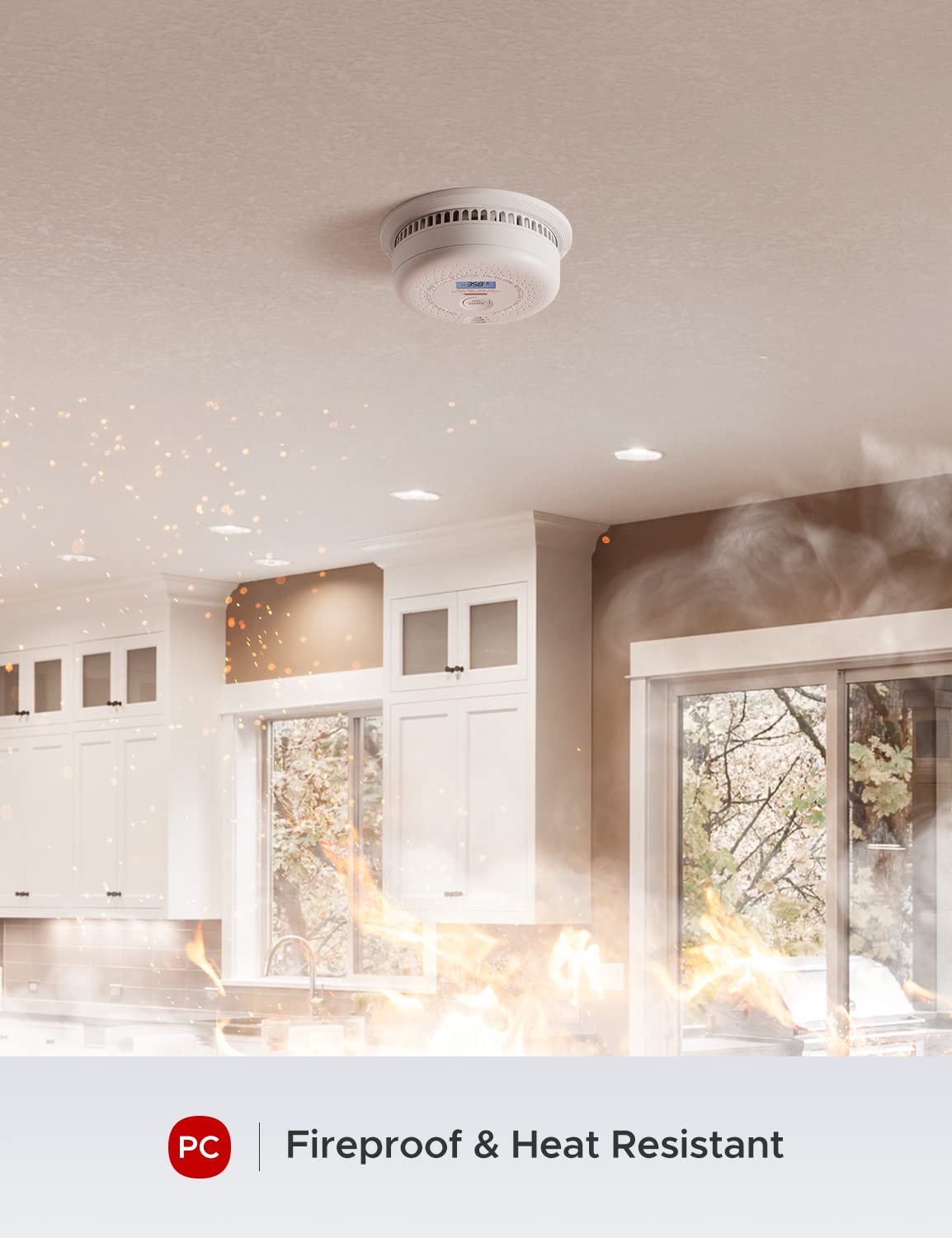 X-Sense Smoke Detector Carbon Monoxide Detector Combo, 10-Year Battery Smoke Detector With Display, Auto-Check, 3-Pack