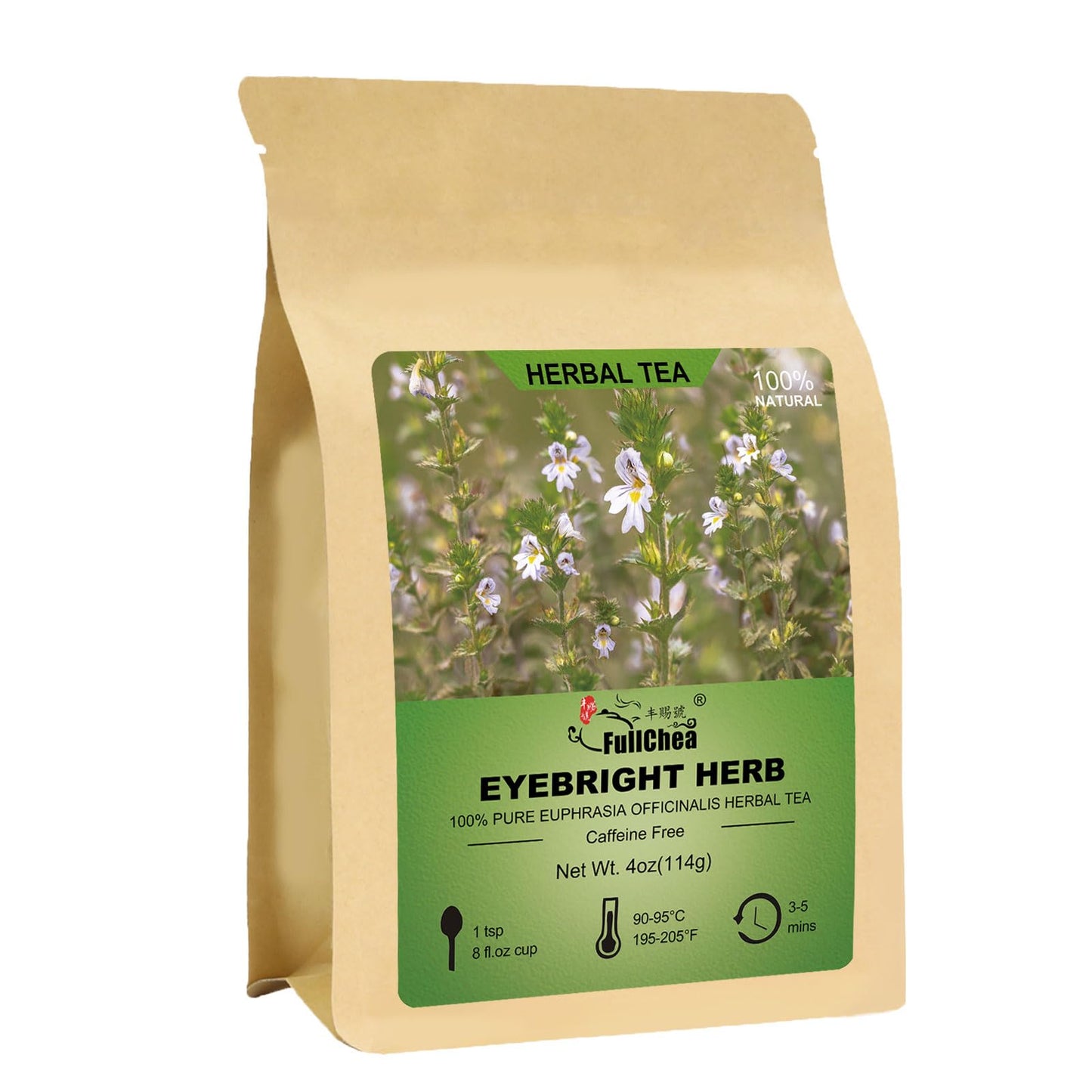 Fullchea - Eyebright Herb Tea - 4Oz/114G - Natural Tender Euphrasia Officinalis - Dried Eufrasia - Loose Leaf Herbal Tea - Cut & Sifted - Non-Gmo - Energy Blend-Free