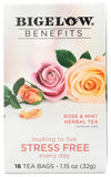 Bigelow Rcb01027 Benefits Decaf Rose Mint Tea Bags, 18/Box