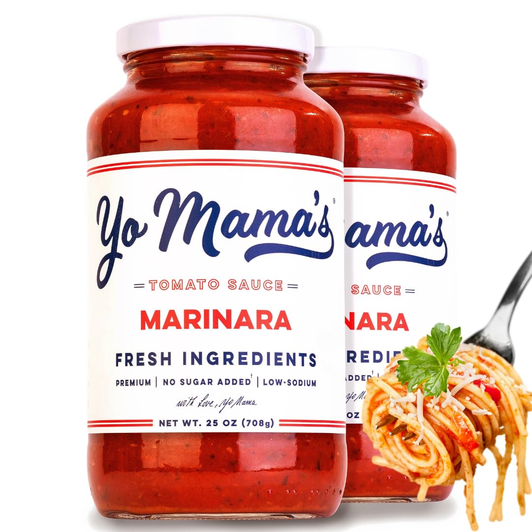 Yo Mamas Foods Keto Marinara Sauce - No Sugar Added, Low Carb, Gluten Free - 1.56 lb (Pack of 2)