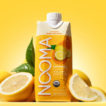 NOOMA Organic Electrolyte Sports Drink with Coconut Water, No Added Sugar, 30 Calories, 16 Fl Oz, Pack of 12, Lemonade Flavor
