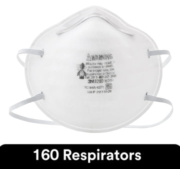 3M N95 Particulate Respirator 8200, 160/Case, Niosh Approved, Disposable, Sweeping, Sanding, Grinding, Sawing, Bagging, Dust, 8 Packs Of 20 Respirators
