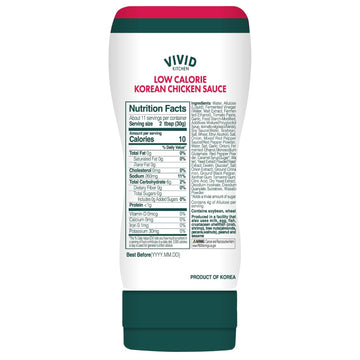 VIVID KITCHEN Korean Chicken Sauce - Low-Calorie, No Preservatives - Sweet and Savory Flavor - Easy Squeeze Bottles - Authentic