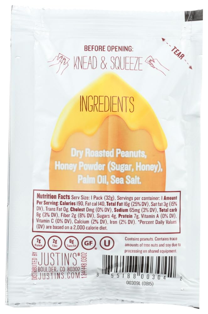 Justins Nut Butter: Honey Peanut Butter Squeeze Packs, 1.15 oz (20 pack)