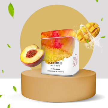 TEA NOW Mango Peach Green Tea Bags, Caffeinated Herbal Infusion, Pack of 1 (50 TB)