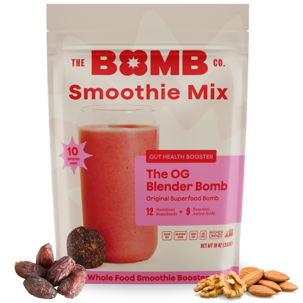 Blender Bombs Superfood Smoothie Mix with Chia, Hemp, Flax Seeds - 10 Pack, Gluten Free, High Fiber, 1 Ounce Each