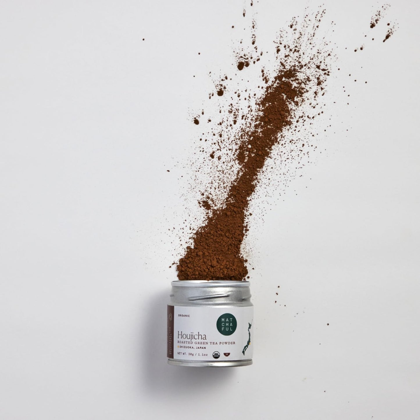 MATCHAFUL Organic Houjicha Powder - Smooth Roasted Green Tea with Coffee & Cacao Notes - 30g Tin