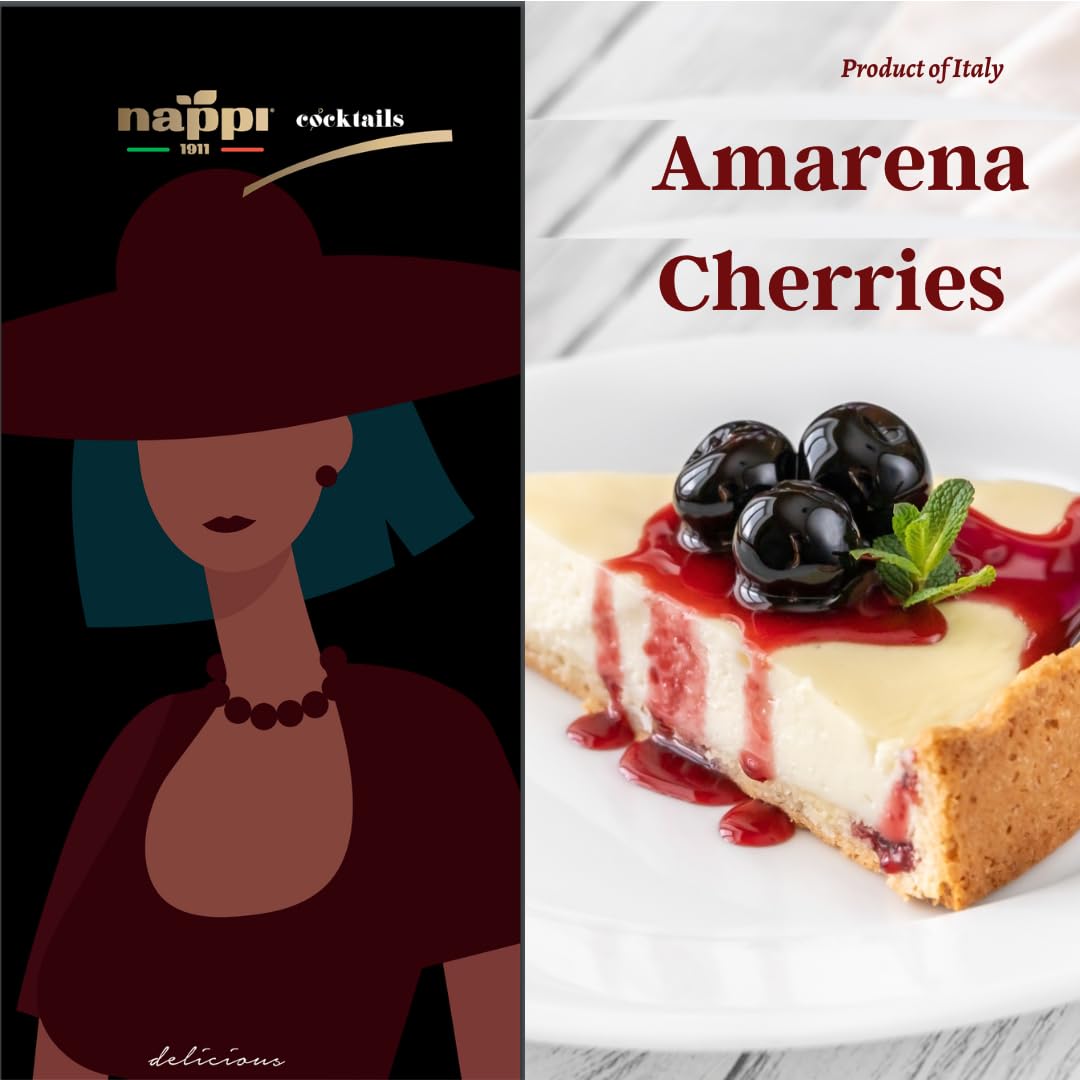 Nappi 1911 Amarena Cherries in Syrup, 16.23 oz (460g), Italian Cocktail Cherries, Award Winning Taste