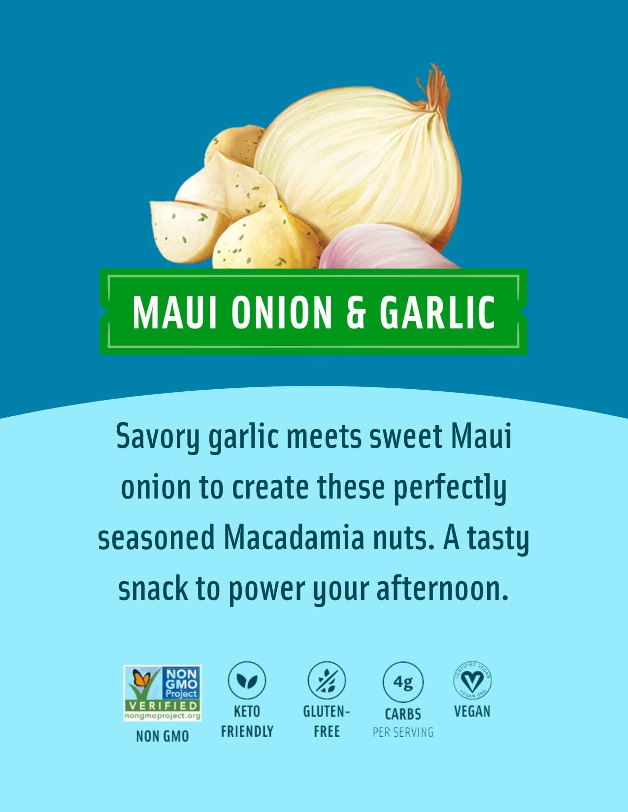 Mauna Loa Premium Hawaiian Roasted Macadamia Nuts, Maui Onion & Garlic Flavor 4 Oz (Pack Of 6)