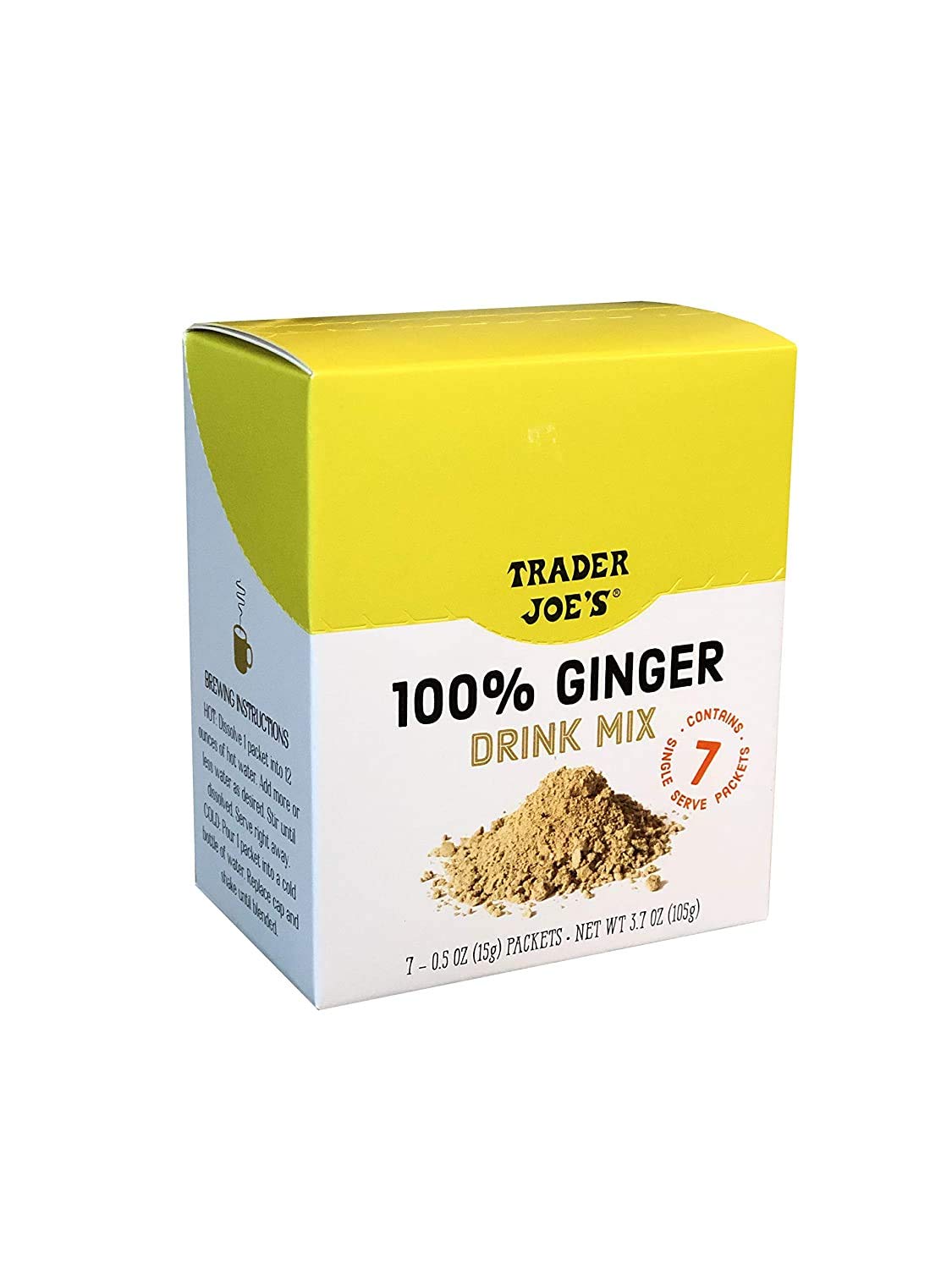Trader Joes 100% Natural Ginger Drink Mix 7 - 0.5oz (15g) Packets.