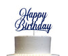 RokAPary Happy Birthday Glitter Cake Topper, Acrylic, Sturdy Double-Sided, Blue
