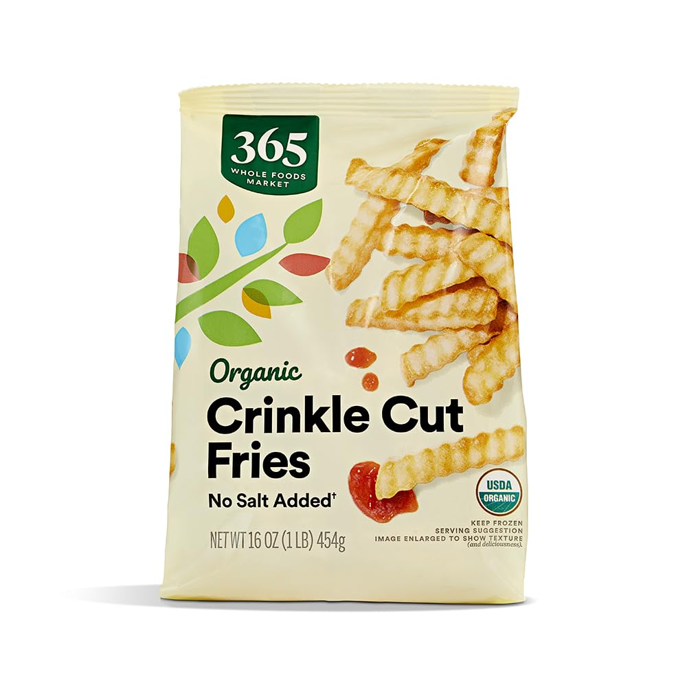 365 Everyday Value, Organic Crinkle Cut French Fries No Salt Added, 16 oz, (Frozen)