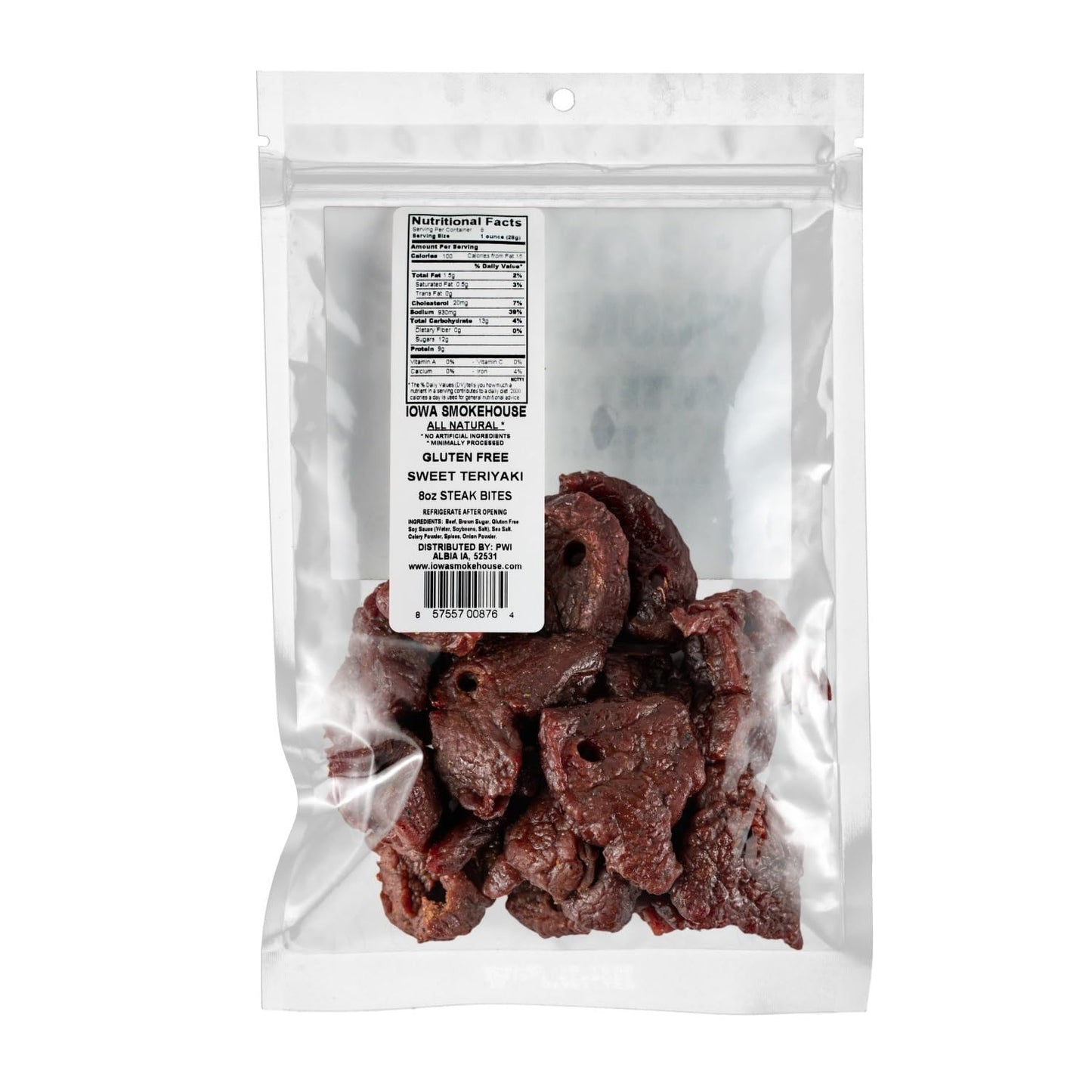 Iowa Smokehouse Steak Bites, Sweet Teriyaki - Tender Nugget Meat Snack - All Natural & Gluten Free - 9G Of Protein, All Usa Beef