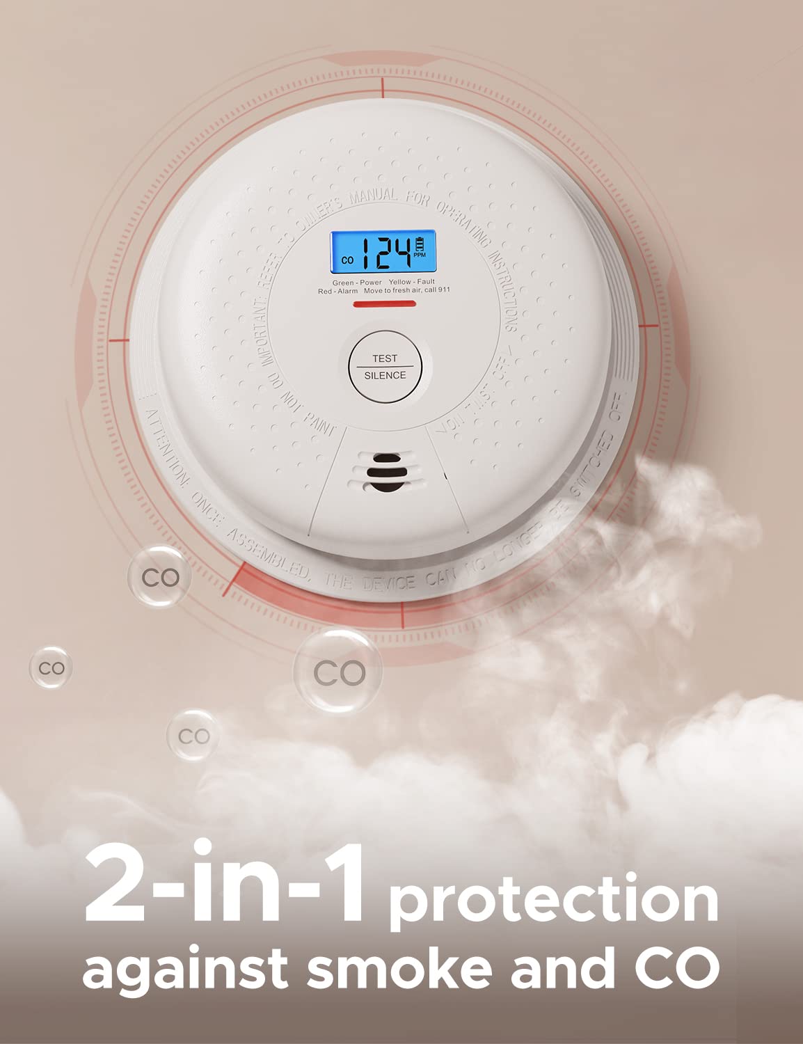 X-Sense Smoke And Carbon Monoxide Detector Combo, Wireless Interconnected Combination Smoke And Carbon Monoxide Detector With Lc