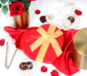 Gourmet Cookies - Elegant Heart-Shaped Dark Chocolate Covered Cookie Gift Box - Handcrafted Gourmet Treats For Anniversaries, An