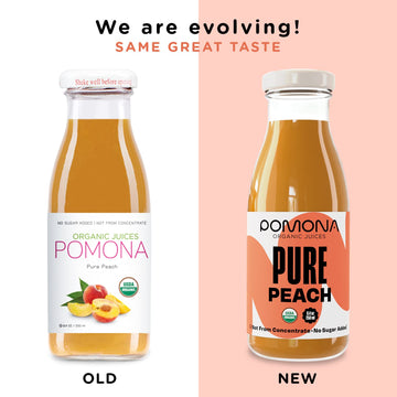 Pomona Organic Peach Juice (Pack of 12), Cold Pressed USDA Organic Juices, 100% Peaches, No Added Sugar, Not From Concentrate, V