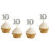 Glitter Sliver 10Th Birthday Party Anniversary Party Cupcake Toppers. 20 Pack Number''10'' Cupcake Toppers