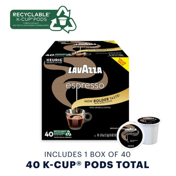 Lavazza Espresso Italiano Single Serve Coffee K-Cup Pods For Keurig Brewer, 40 Count (Pack Of 4) 100% Arabica, Medium Roast With