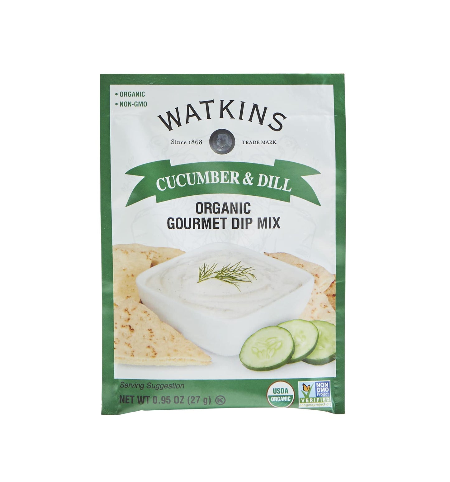 Watkins Organic Gourmet Dip Mix, Cucumber & Dill,0.95 Ounce (Pack Of 12)