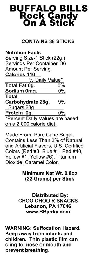 Buffalo Bills Strawberry (Red) Rock Candy On A Stick (36-Ct Tub Red Rock Candy Crystal Sticks)