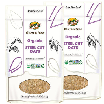 GF Harvest Gluten Free Certified Organic Whole Grain Steel Cut Oats, 2.5 Pound (Pack of 2)