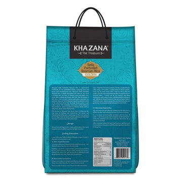 Khazana Authentic Golden Sella Parboiled Basmati Rice - 10Lb Resealable Ziploc Bag | Non-Gmo, Gluten-Free, Kosher, Cholesterol F