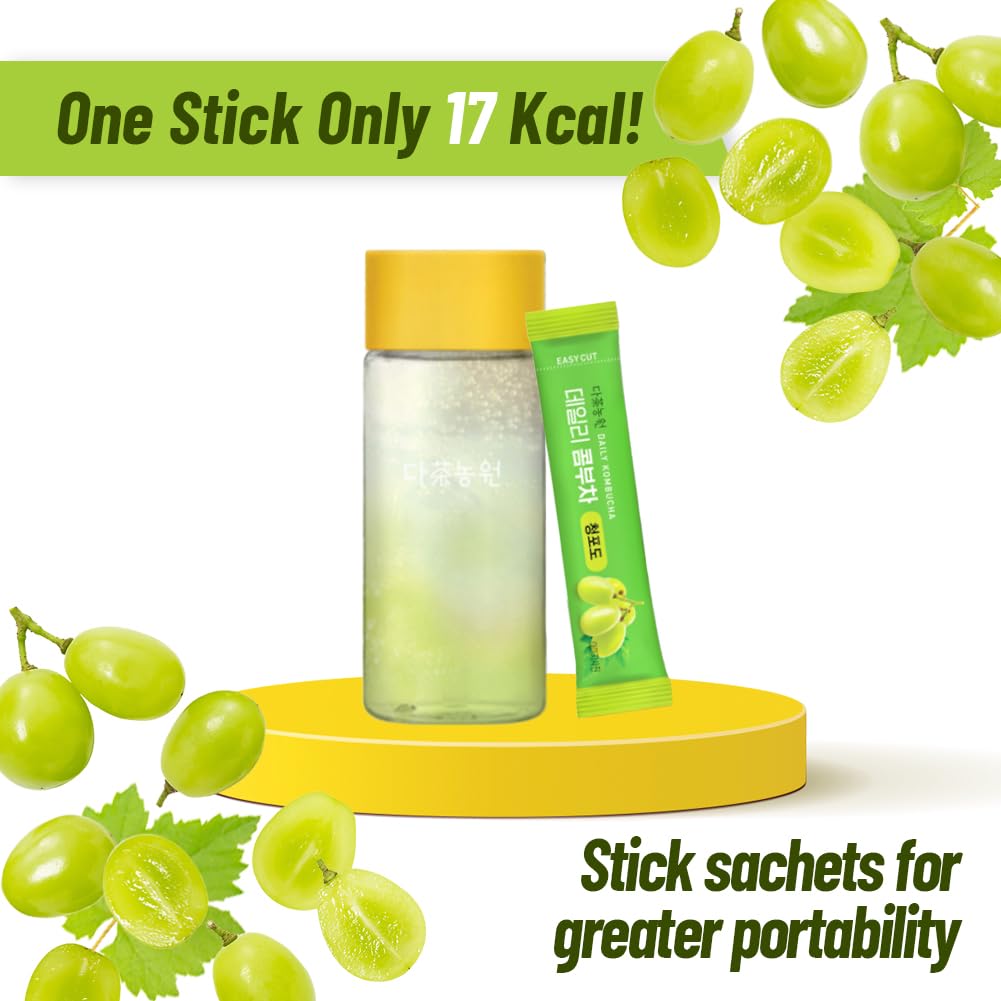 Kayfood-Kombucha-Greengrape-Garden-Daily 20 Sticks With Gift Bottle Zero Sugar, Diet, Gut Healthy Sparkling Beverage, Fermented