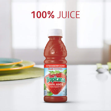 Tropicana 100% Strawberry Kiwi Juice, 10 Fl Oz Bottles, Pack of 24 - No Added Sugars, Rich in Vitamins C, B & E
