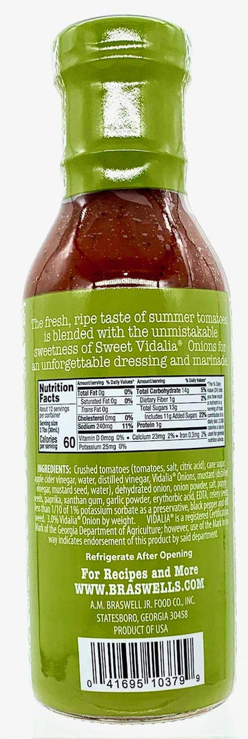 Braswell’s Vidalia Onion Summer Tomato Dressing – Small-Batch, Renowned Specialty, Made in USA, Since 1946 (12oz)