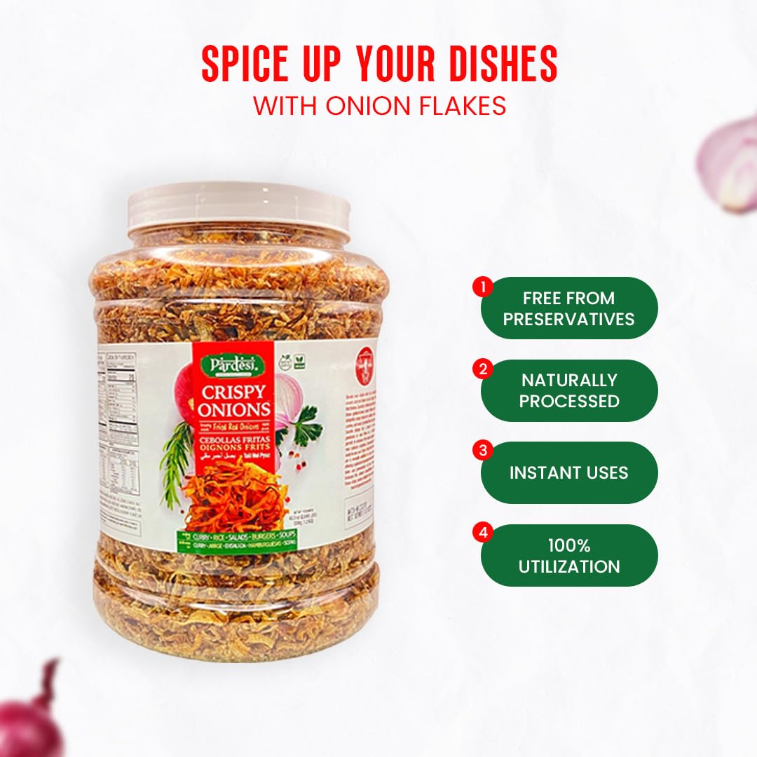 Crispy Red Fried Onion 2.64 Lbs - Addictively Delicious! Perfect Snack Or Topping For Nachos, Burgers, Salads, And More! 42.3 Oz