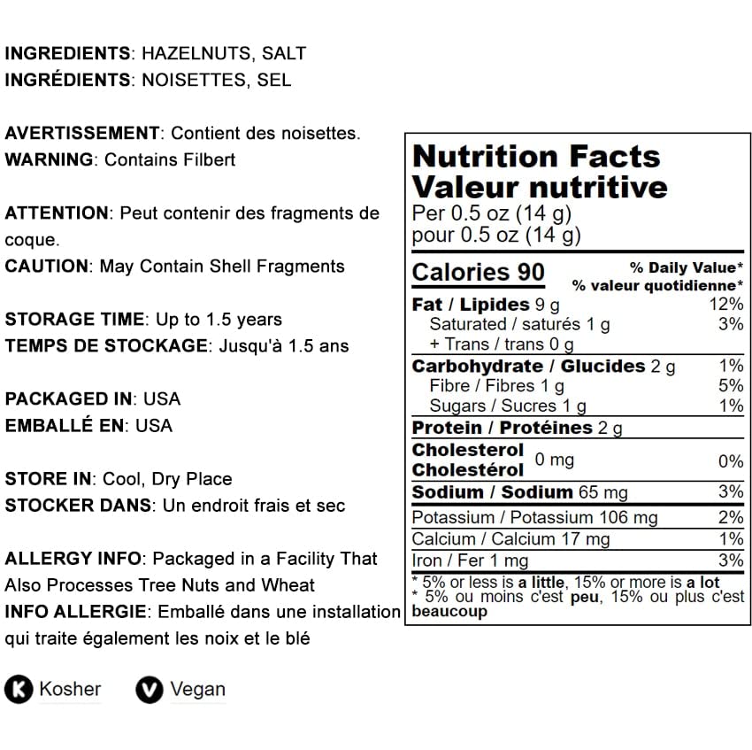 Food To Live Dry Roasted Blanched Hazelnuts With Himalayan Salt, 1 Pound - Oven Roasted Lightly Salted Whole Filberts, No Oil Ad