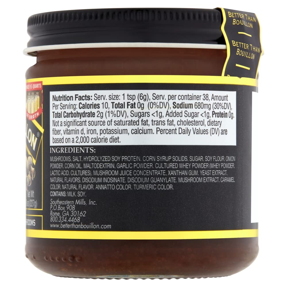 Better Than Bouillon Mushroom Base, Concentrated Broth, 8 OZ (Pack of 10), Makes 9.5 Quarts, 38 Servings