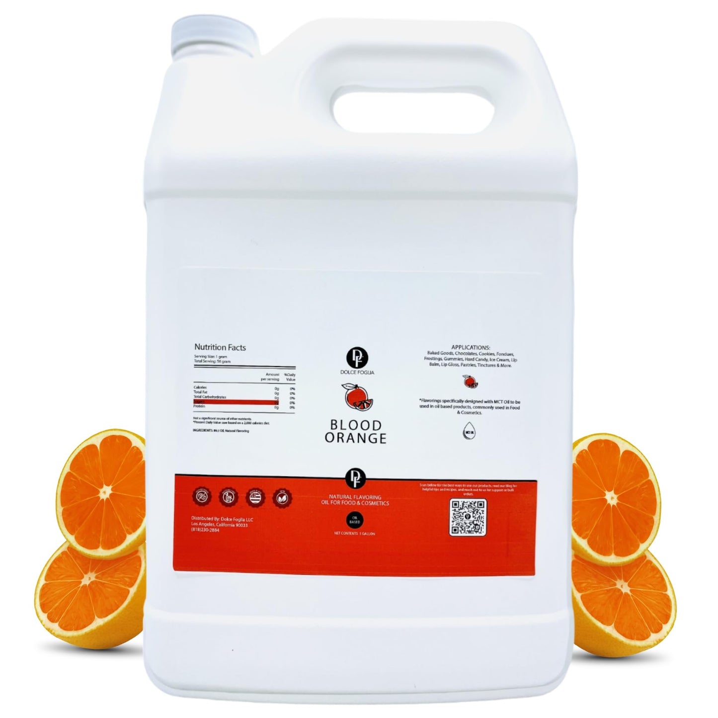 Dolce Flav Natural Blood Orange Extract - 1 Gallon Oil-Soluble Kosher Sugar-Free Concentrated Blood Orange Flavoring For Baking Chocolates & Desserts